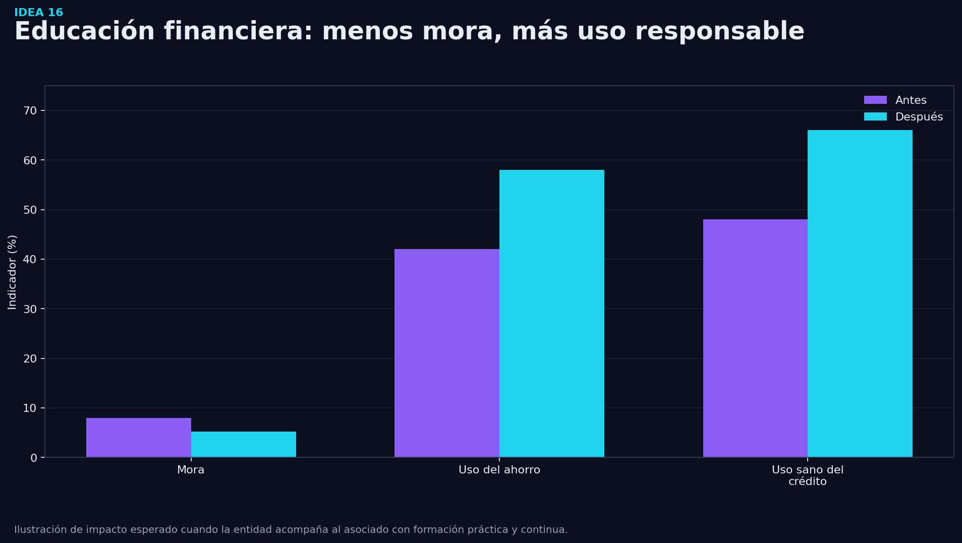 Grafico de soporte - Idea 16: Fortalecer la educación financiera como motor de cartera sana