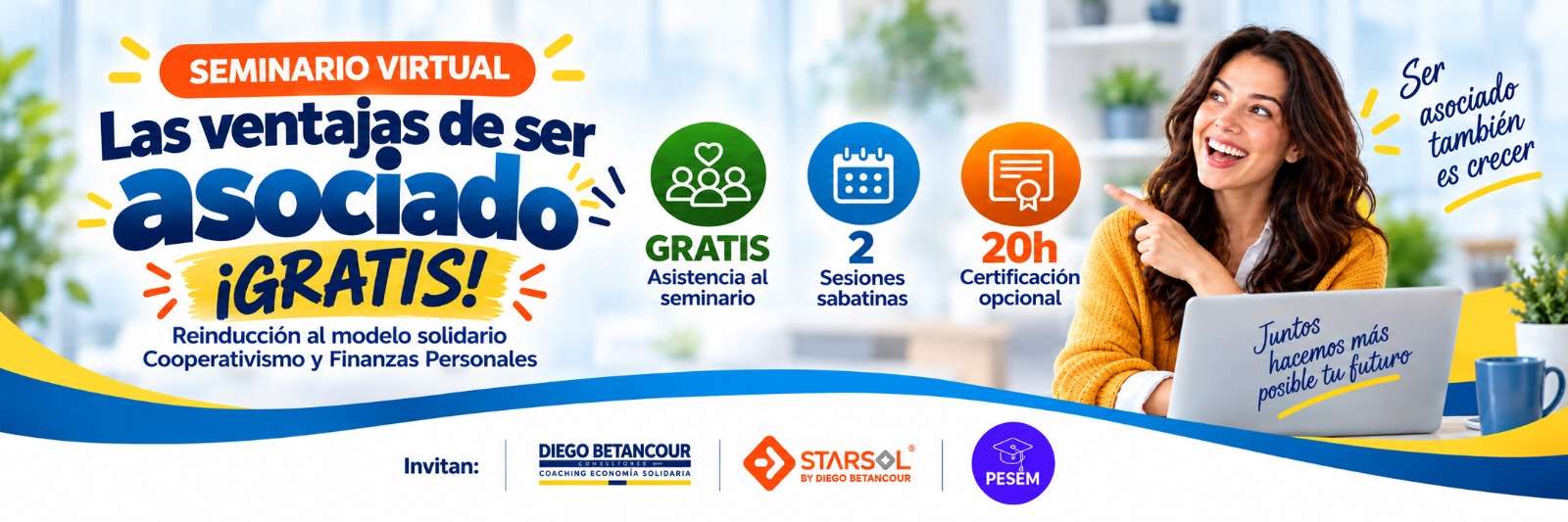 Que sus asociados conozcan, valoren y aprovechen mejor su organización · Reinducción a la Economía Solidaria · Gratis · Sábados 19 y 26 de septiembre 2026